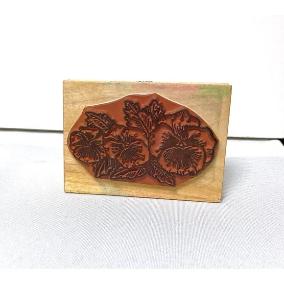 Comotion Rubber Stamps #1804 PANSIES Wood Mounted Rubber Stamp Vintage 1995 - Picture 5 of 6
